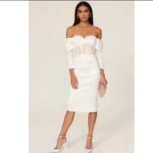 Chic Off-Shoulder White Midi Dress